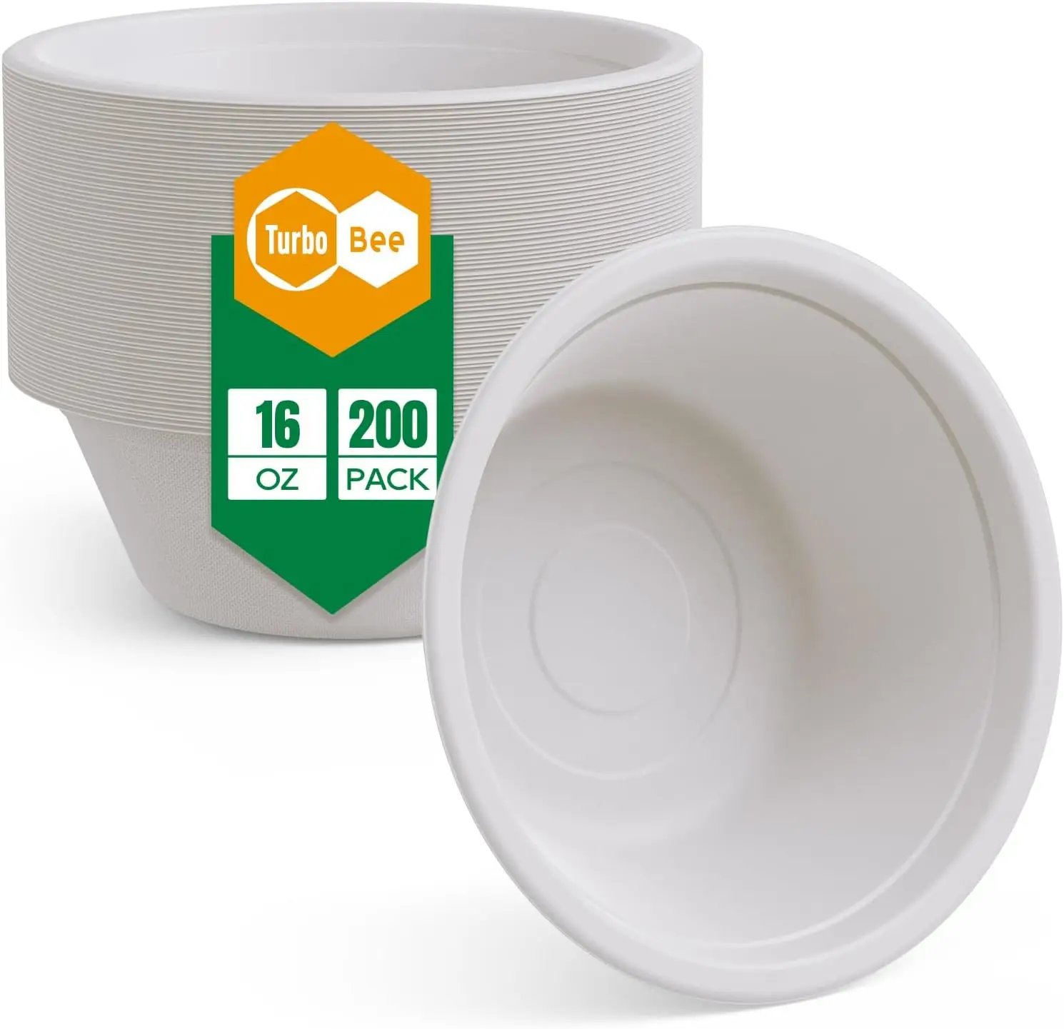 

200 Pack 16 oz Disposable Paper Bowls, Heavy Duty Leak Resistant for Soup, Pasta, Salad, Party