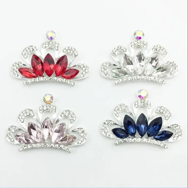 4Pcs/Lot Tiara Brooch Decorative Hair Crystal Embellishment Wedding Bridal Shiny Rhinestone Crown Diy Accessories