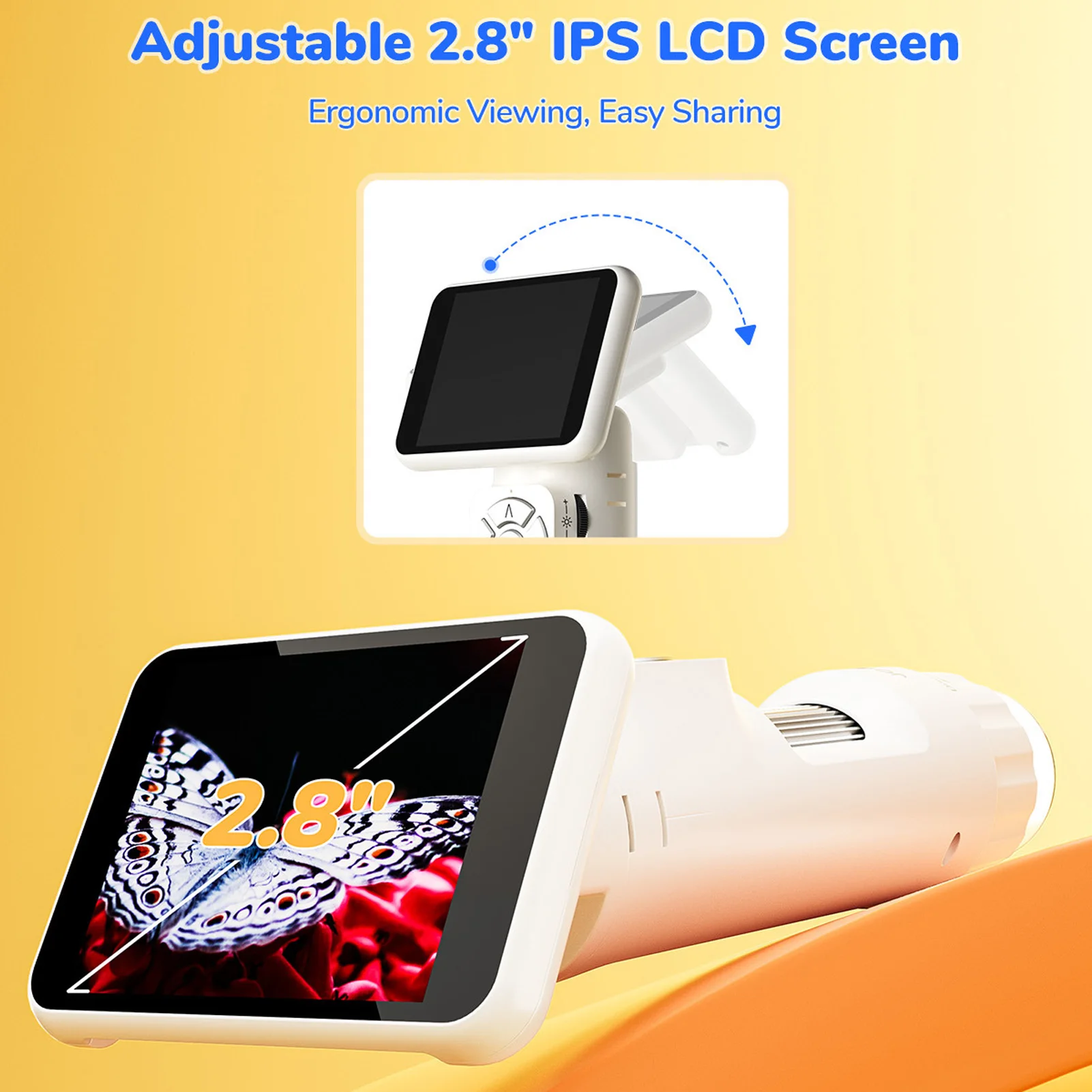 2.8in يده USB LCD مجهر العملة الرقمية استقرار الصورة المحمولة منع اهتزاز مع شاشة 8 أضواء LED 1080P