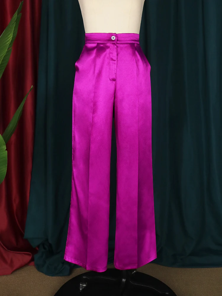 High Waist Pants Plus Size 3XL 4XL Elastic Wide Leg Rose Green Loose Capris for Ladies Office Evening Party Summer Trousers New