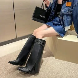 Women Boot 2023Winter Pointed Fashion Trouser Sleeve Boot Elegant Woman Heel Shoe Fashion Women Shoe Women High Knight Boot Bota