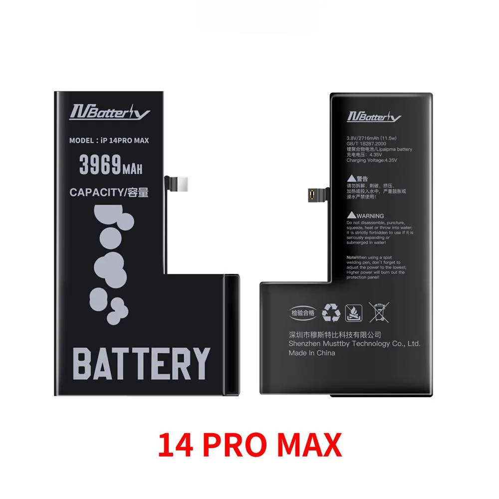 2pcs Battery Cell No Flex Cable Pop Up For Apple iphone X XS 11 12 13 14 15 Pro Max Spot Welding Bateria Refurbish Repair Parts