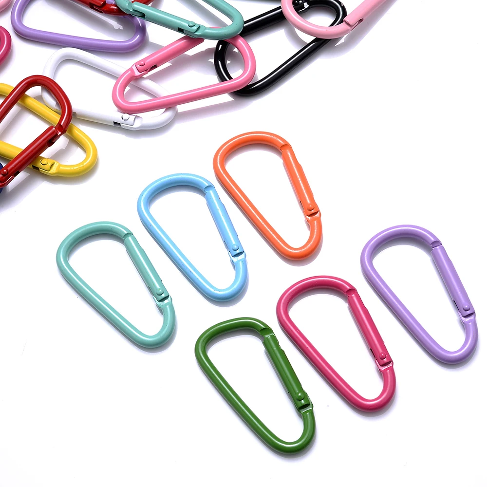 iYOE 5pcs/Lot 45x24mm Mix D Carabiner Hook Colorful Alloy Keychain Clip Hooks For Making Jewelry Key Ring Connector DIY Findings