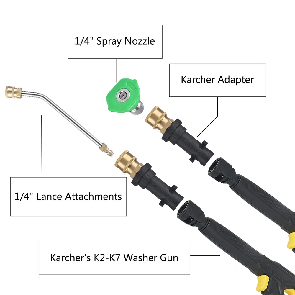 High Pressure Car Wash Gun Jet Lance Washer Nozzles for Karcher K2 K5 K7 High Pressure Water Gun Adjustable Angle Sprayer