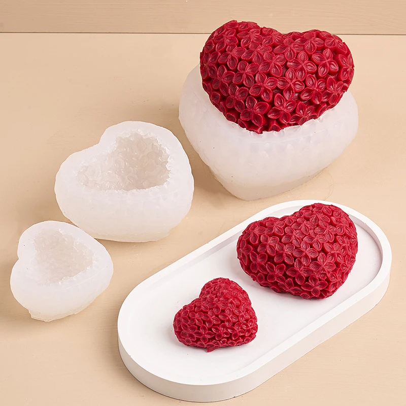 

3D Love Flower Silicone Mold DIY Handmade Aromatherapy Candle Chocolate Mousse Cake Mold Birthday Valentine's Day Decor Gift