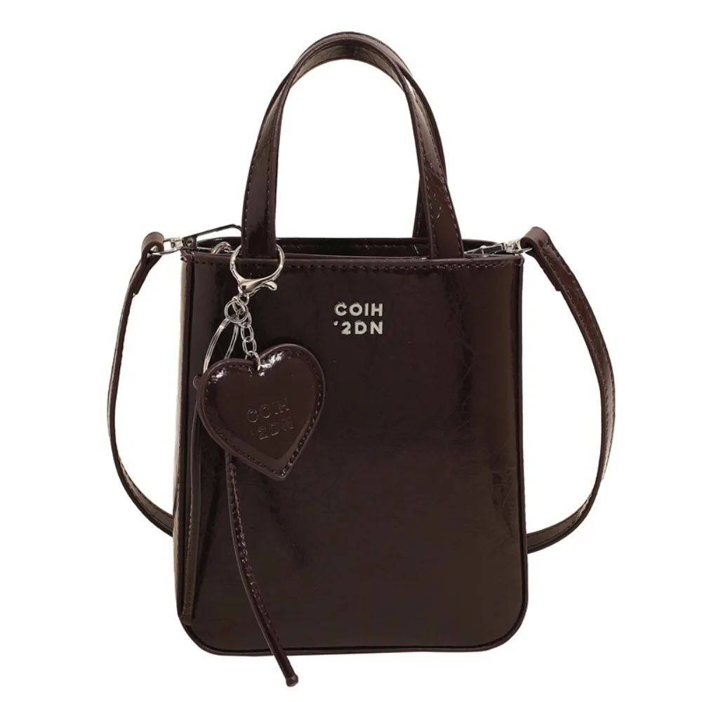 

Fashion Pu Leather Shoulder Bag Chic Versatile Small Square Bag with Love Keychain Pendant High Quality Crossbody Bags for Women