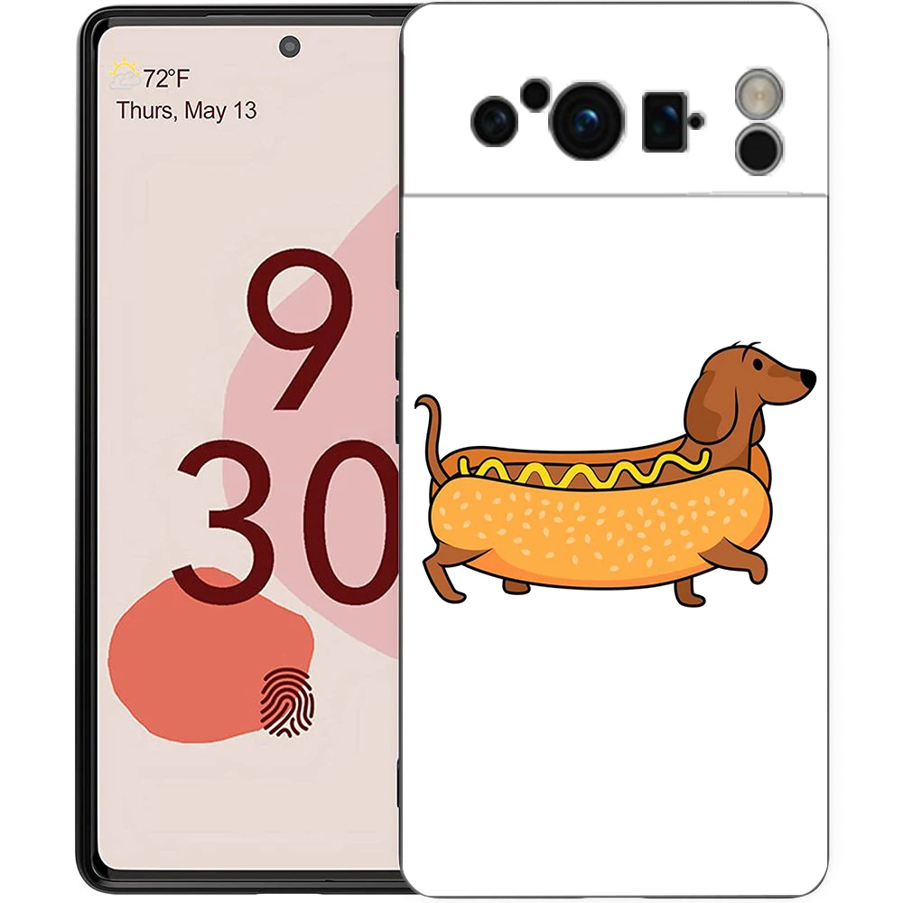 Phone Case For Google Pixel 9 8 8A 7 7A 6 Pro XL 6A 5G Black Soft Shockproof Back Cover TPU Shell Dachshund Sausage Dog