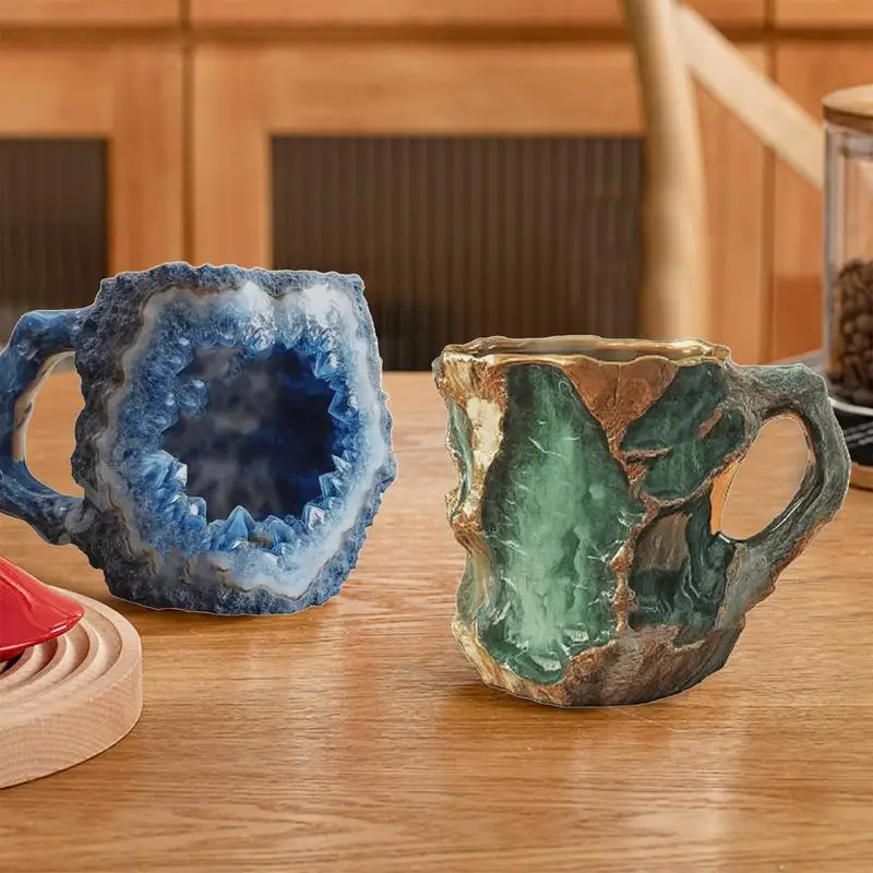 Mineral Crystal Coffee Mugs Interesting Imitation Mineral Crystal Cup 3D Resin Coffee Mugs Agate Decorative Mug Christmas Gift