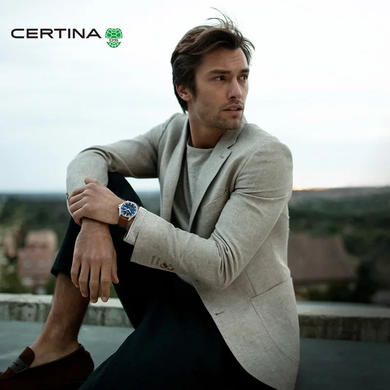 Certina-運動エネルギーシリーズの男性用自動巻き時計,機械式時計,発光ポインター,高級ブランドの時計,シンプルなギフトベルト