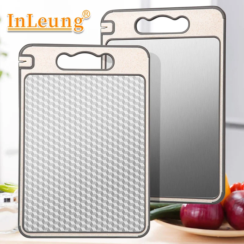 Cutting Board Food Grade Pure Titanium Cutting Board Diamond Pattern Wheat Straw PP Kitchen Chopping Board Durable Easy Clean