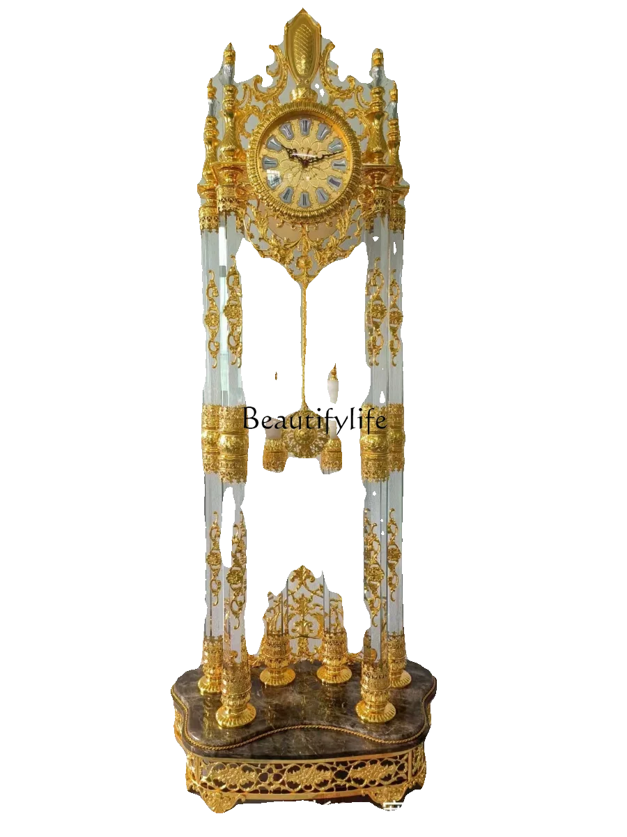 

European-Style Standing Grandfather Clock Luxury Villa Home Living Room Crystal the Grandfather Clock