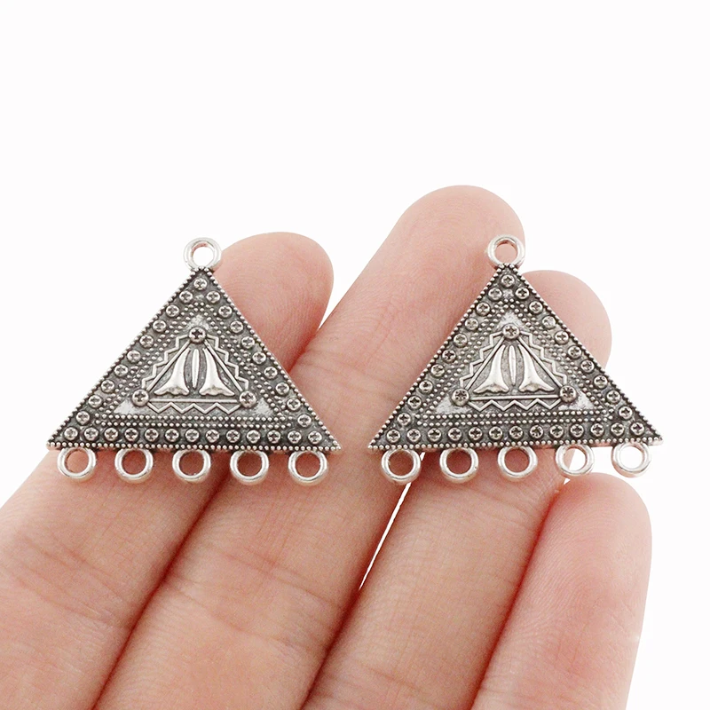 20pcs Silver/Gold Tone Tribal Boho Triangle Connector Charms Pendants for Earrings Jewelry Making Findings