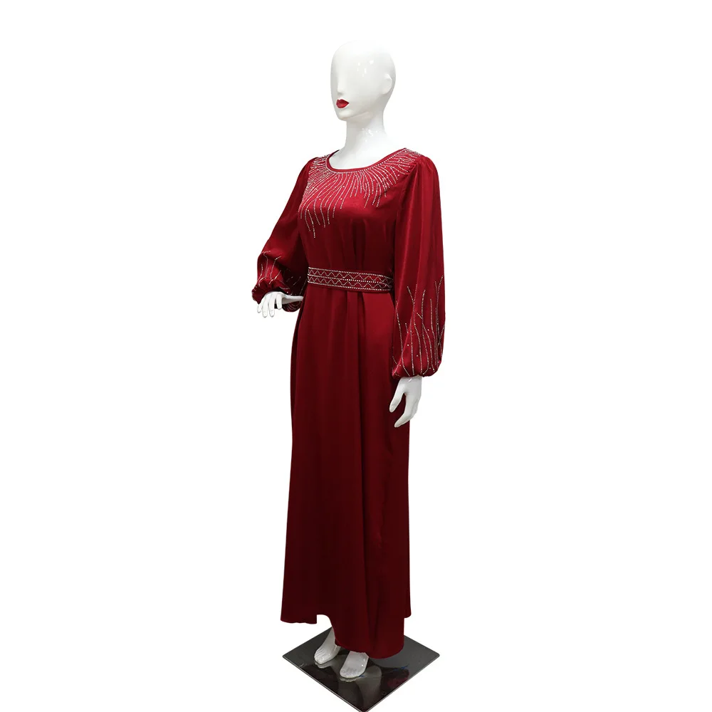 Diamants de luxe Abaya dubaï caftan femmes musulmanes Robe de soirée Caftan Marocain Femme Robe fête Eid Islam Jalabiya robes