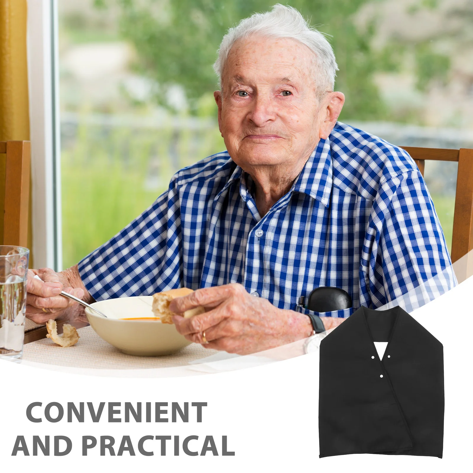 مريلة للكبار بطبقة مزدوجة من البوليستر مقاومة للماء، وشاح واقي للملابس لكبار السن، مريلة عشاء قابلة للغسل للرجال، وشاح تناول الطعام للبالغين #3