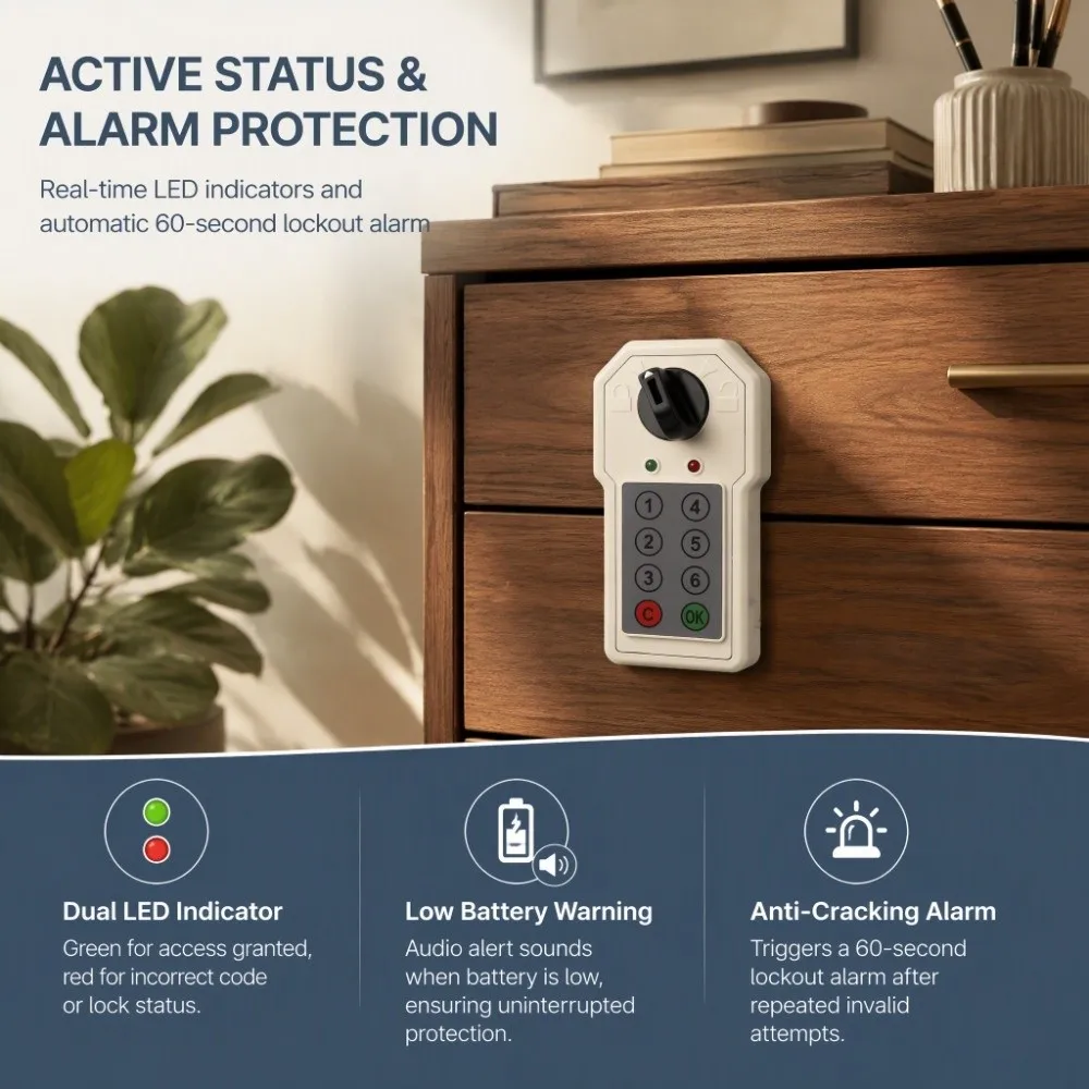 Durable 6 Digit Code Combination Cam Lock Rustproof Weatherproof Cabinet Coded Lock Metal Digital Keypad Lock Cabinet