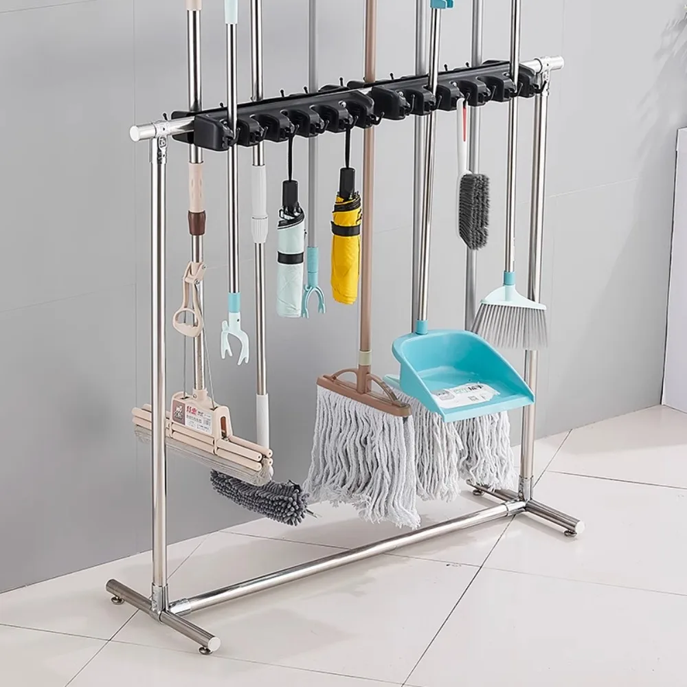 Floor mop rak broom rack hanging mop rac storage arrangement hook cleaning tool fixed ack