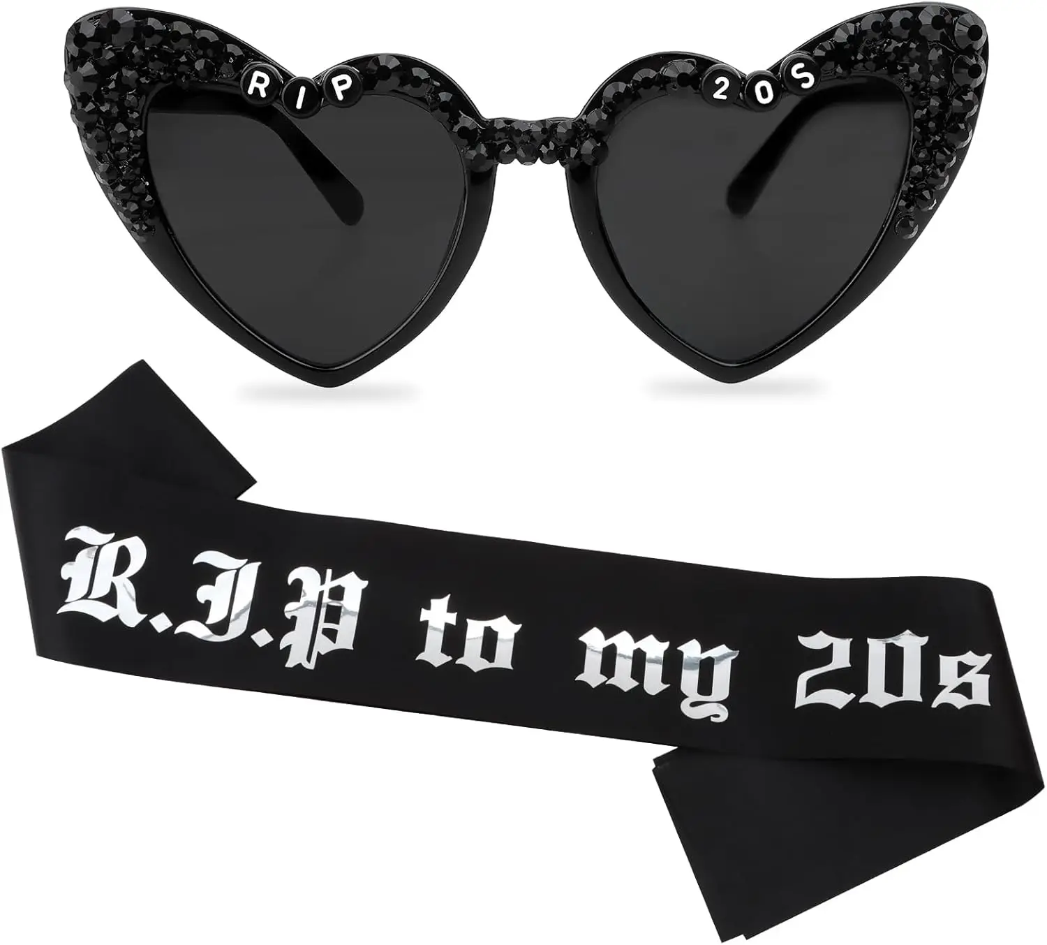 

2pcs Rip 20s Sunglasses and Birthday Sash for Women 30th Birthday Decorations for Her Gifts Rip To My 20s Birthday Decorations