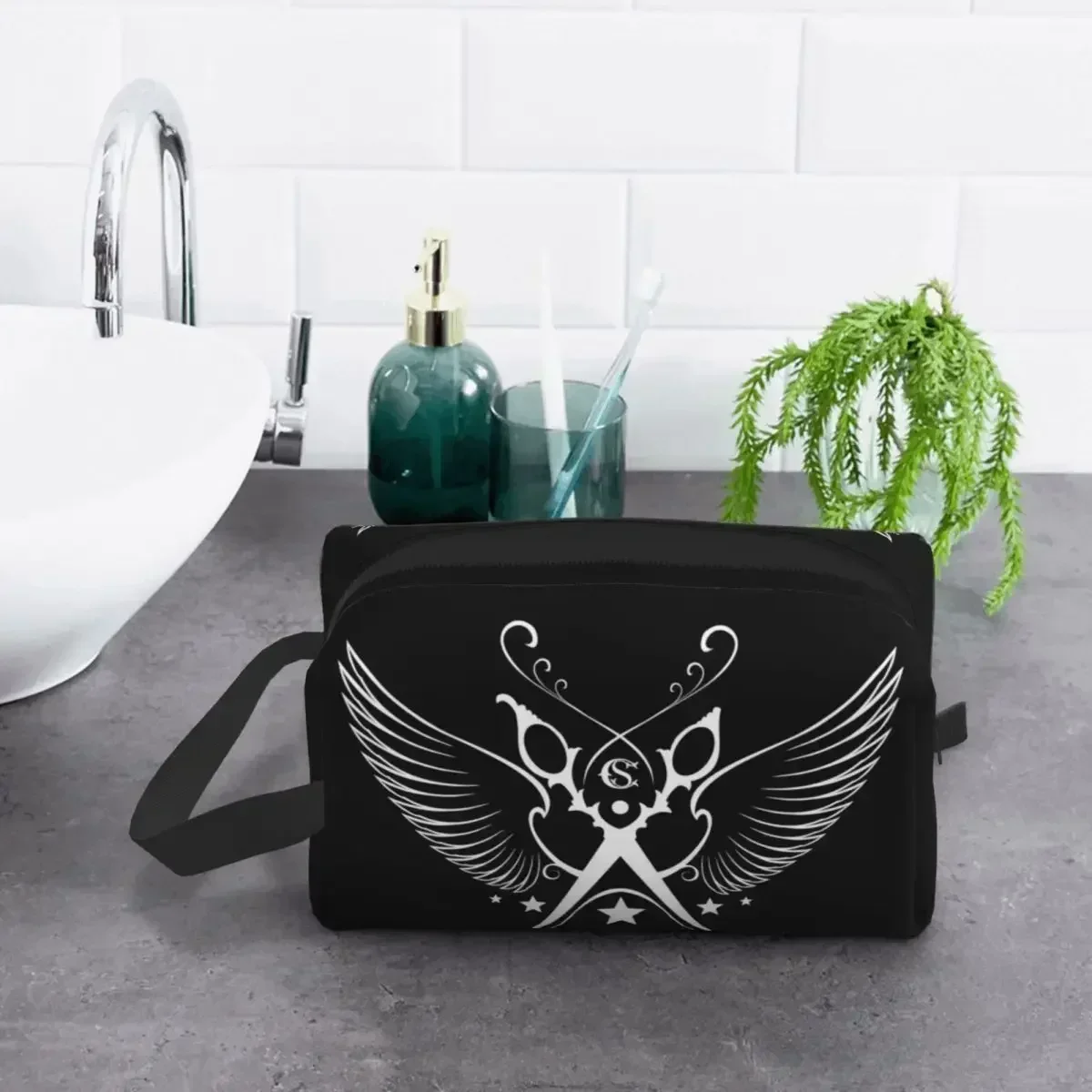 

Hairdresser Angel Cutting Toiletry Bag for Barber Hairstylist Cosmetic Makeup Organizer