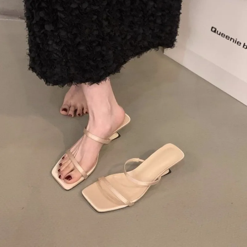 

New Women's Designer Narrow Band Heel Women Slippers Shoes Fashion Open Toe Shoes Design Style Banquet Party Sandals Shoes