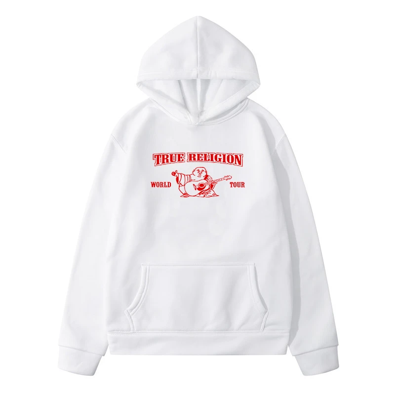 True Religion Letter Printing Streetwear Winter Fleece Hoodie for Men's Lady Pullover Harajuku Casual Fashion Loose Unique Tops