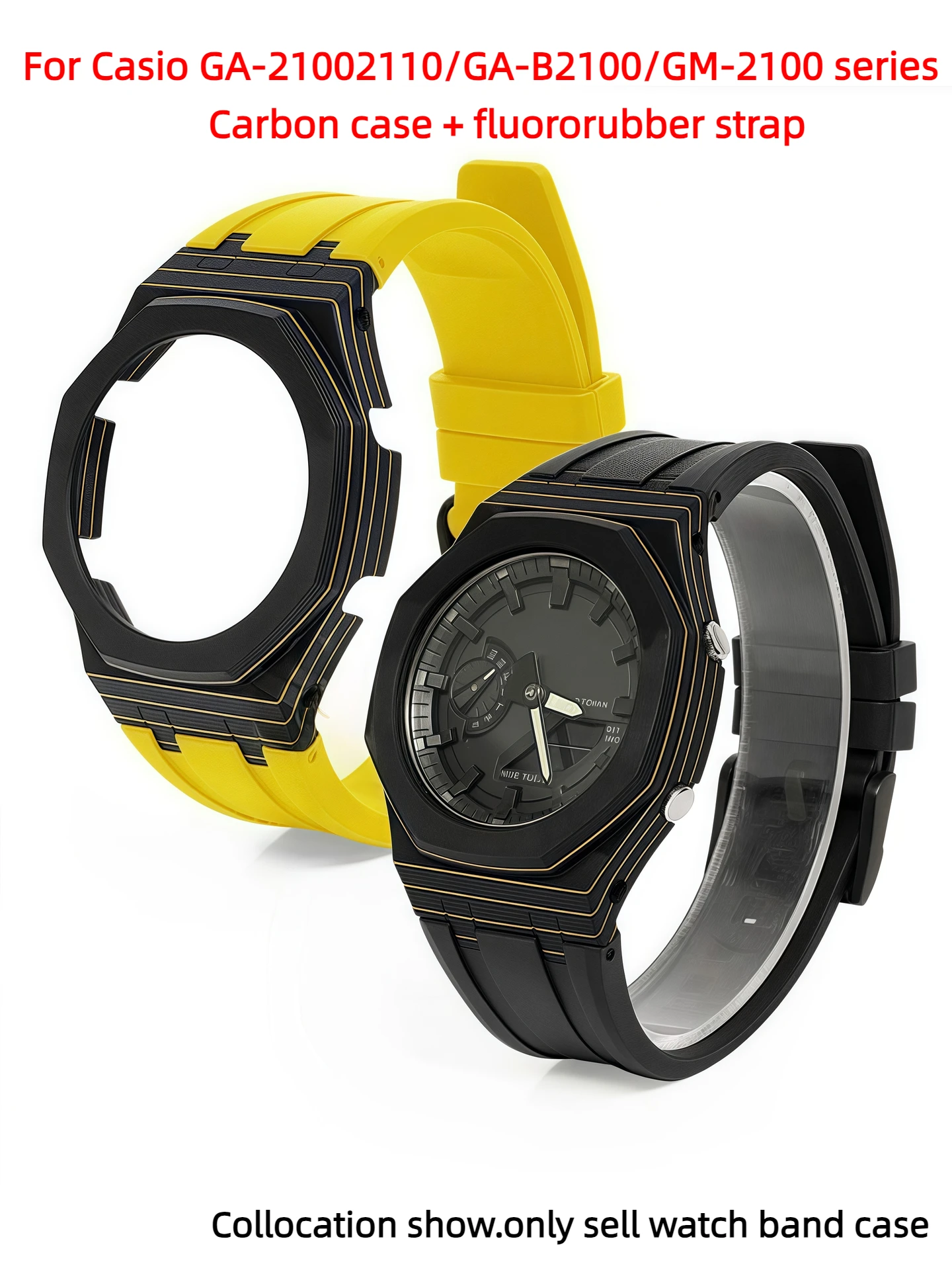 For Casio G-SHOCK GA 2100 2110 GA B2100 GM-2100 watch Men Modified lightweight Carbon case + FKM fluororubber strap accessories