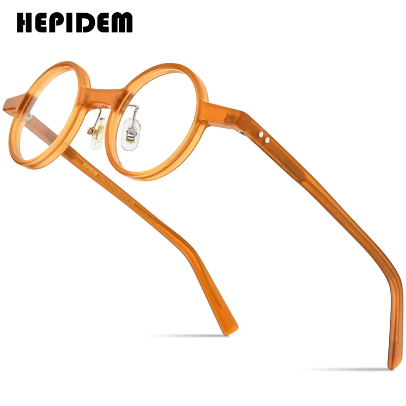 

HEPIDEM Acetate Glasses Men 2024 New Vintage Retro Small Round Eyeglasses Frame Women Spectacles Eyewear 9177