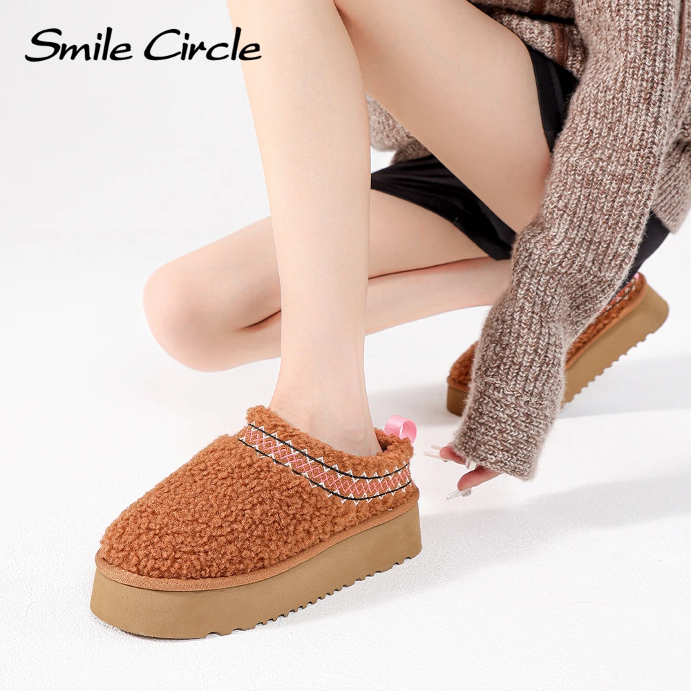 Smile Circle Women\'s Tazz Slipper Winter Fur Wool Shoes