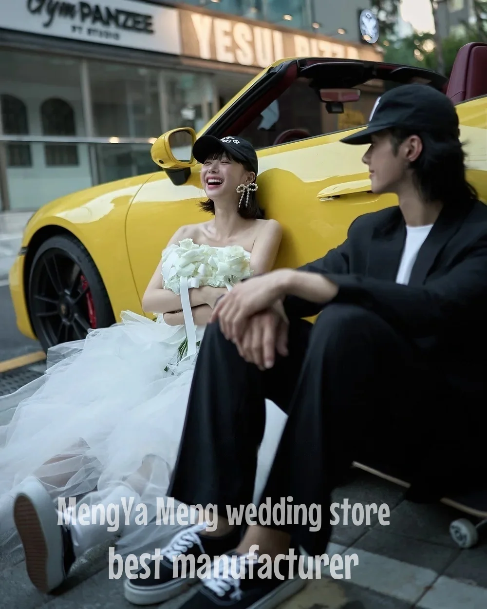 

ZHUISHU 2025 White Ruffles Tulle Two Pieces Wedding Dresses Korea Photo shoot Tulle Princess Bridal Gowns Customized Mariage
