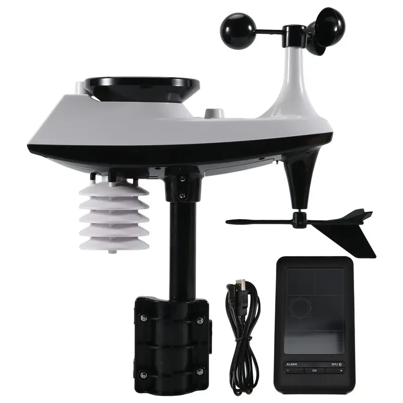 AB13-Tuya Weather Station Alarm Wifi Digital Wind Speed Direction Rainfall Light Index Air Quality Temperature Humidity Meter