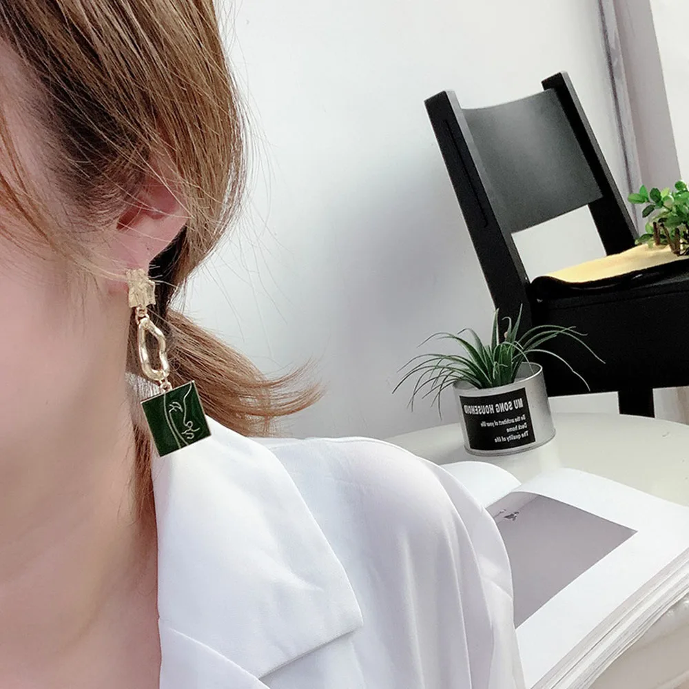 Stylish Irregular Asymmetric Square Circle Abstract Face Party Jewelry Dangle Earrings Stud Earrings Fashion  Accessories