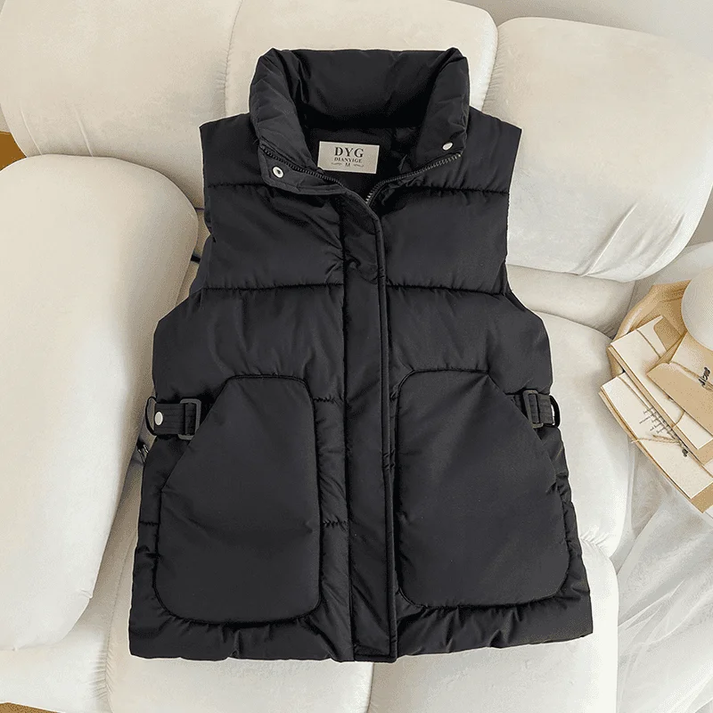 

Down Cotton Sleeveless Vest Jacket 2025 Autumn Winter Loose Korean Version Women Cotton Vest Temperament Ladies Waistcoat Coat