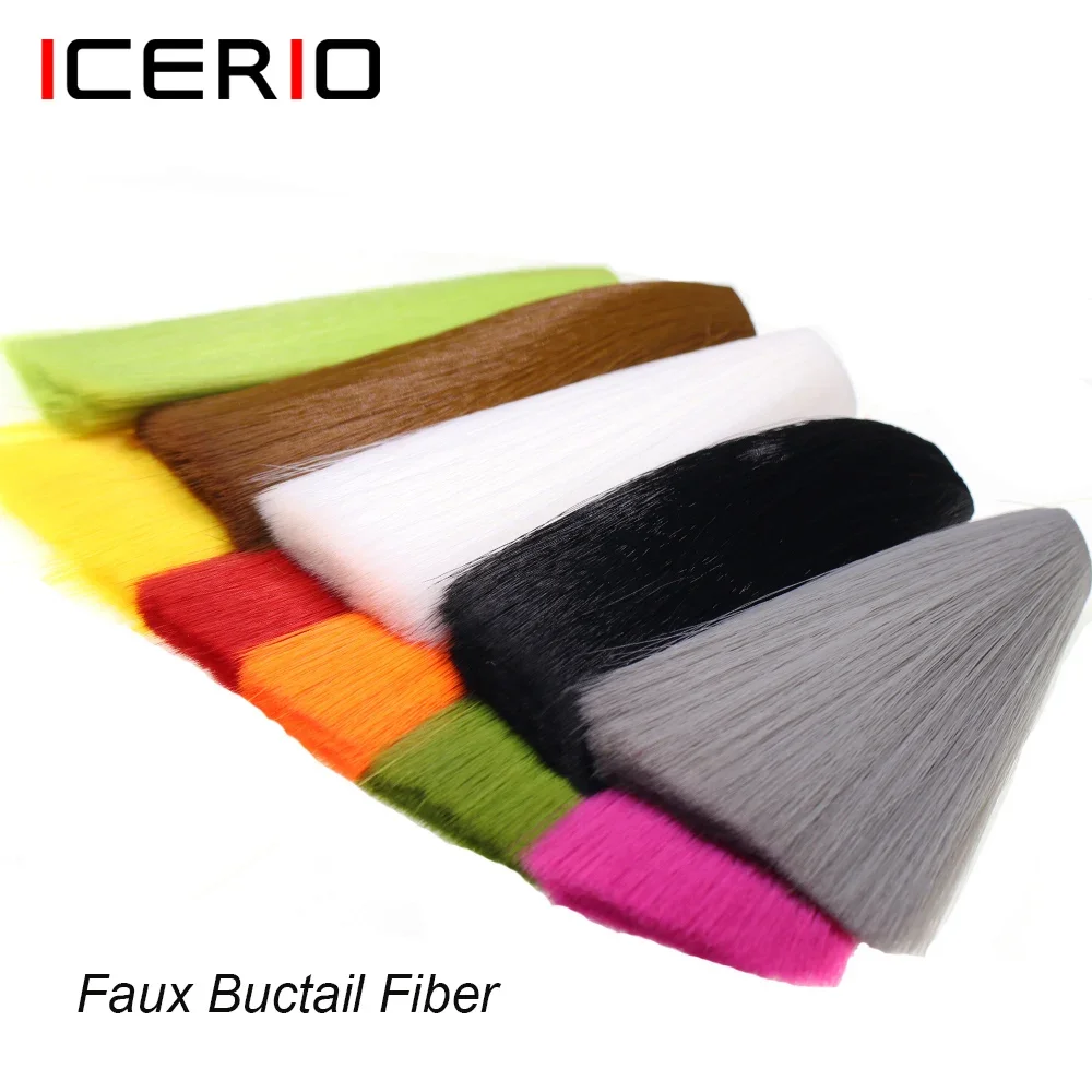 ICERIO  Tying Material Long Tapered Faux Bucktail Fiber For Mayfly Tails Nymphs Minnow Streamers Poppers Bucktail Musky Jig Lure