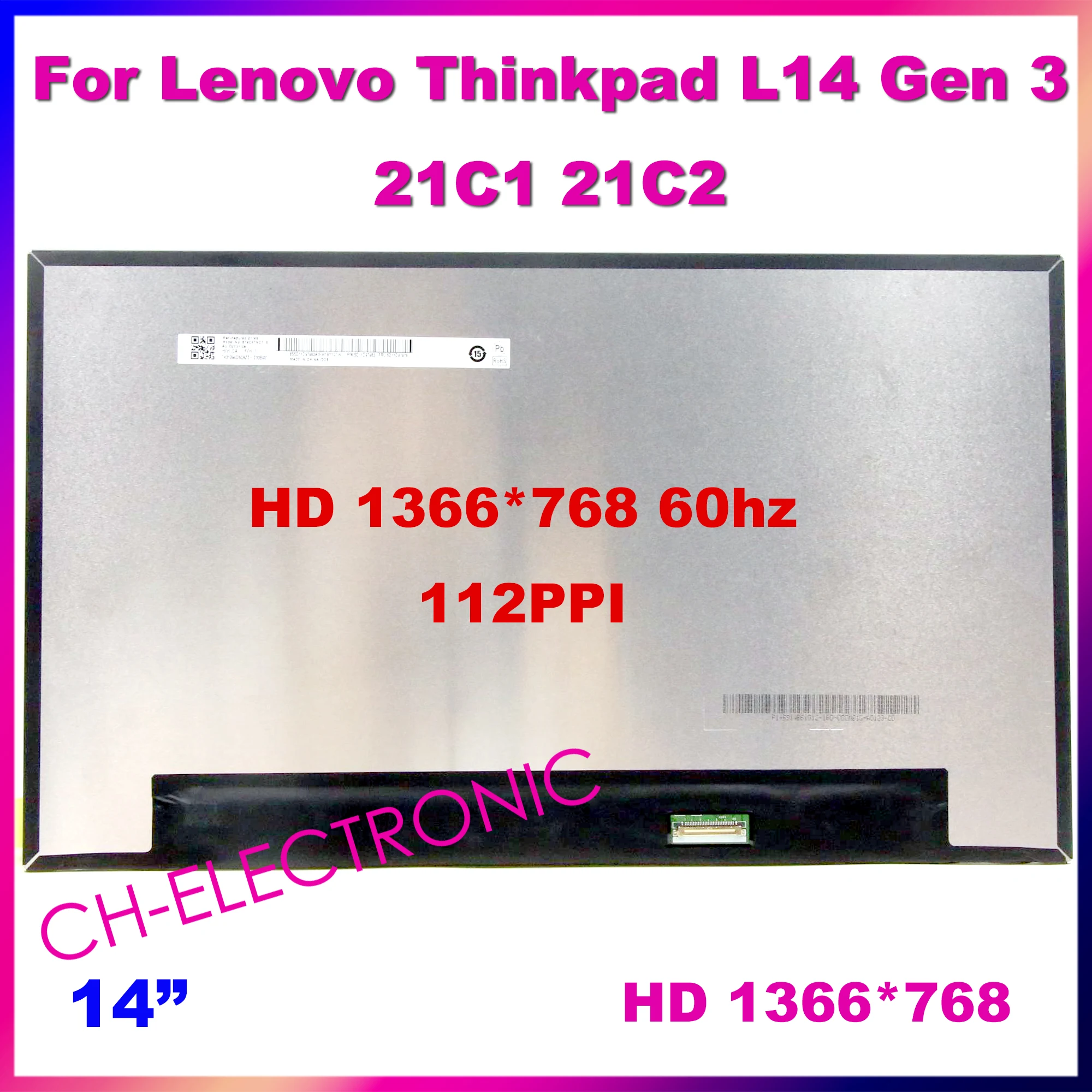 

For Lenovo ThinkPad L14 Gen 3 21C1 21C2 14" B140XTN07.9 5D11D97978 60Hz 30pins LCD Laptop Replacement Screen Display Panel