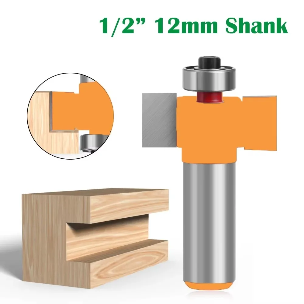 

1PC 1/2" 12.7MM Shank Milling Cutter Wood Carving T-Sloting Router Bit with Bearing Slot Milling Cutter T Type Rabbeting Wood
