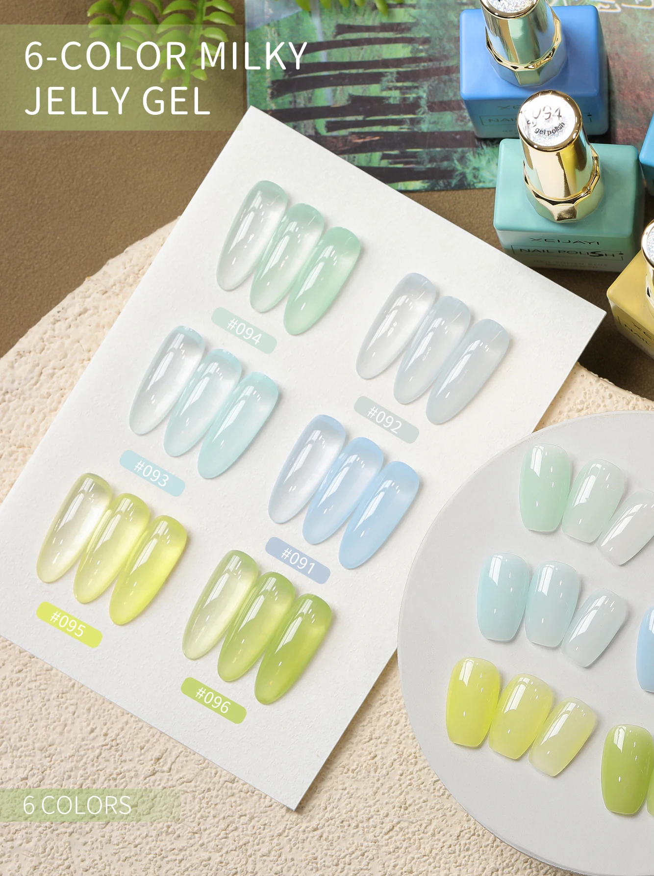 

Гель-лак для ногтей XEIJAYI Ice Jelly Milky Gel, 6 цветов, высокоглянцевый, стойкий, УФ/LED, смываемый, экологичный, без спирта