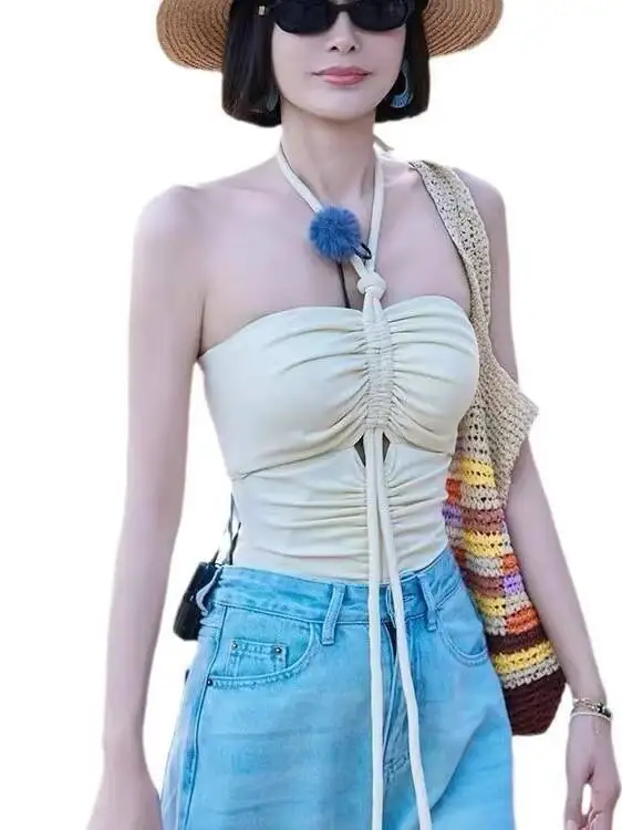 

New Qin Lan Same Style Sexy Swimsuit Conjoined Cover Meat Swimsuit Drawstring Pleating Hottie Bikini Bikinis Women Swim Suits