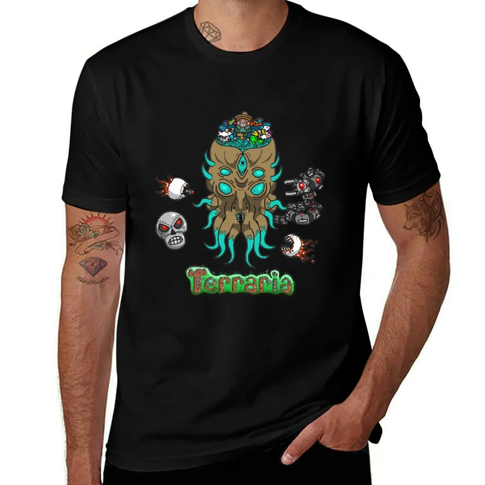Vintage Terraria Indie Game Design T-Shirt Urban Style Casual Short Sleeve Top T-Shirt