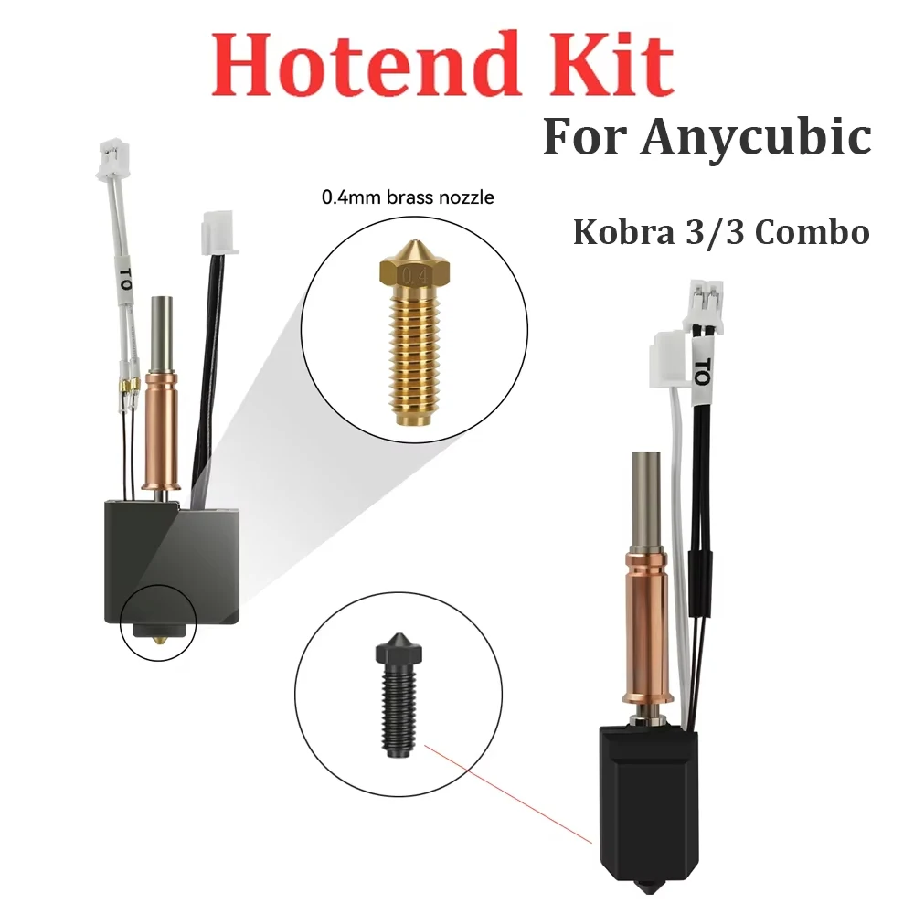 

Upgraded Hotend kit For Anycubic Kobra 3 Bi metal Heatbreak Hot End 24V 60W Thermistor Heating Tube For Anycubic Kobra 3 Combo.