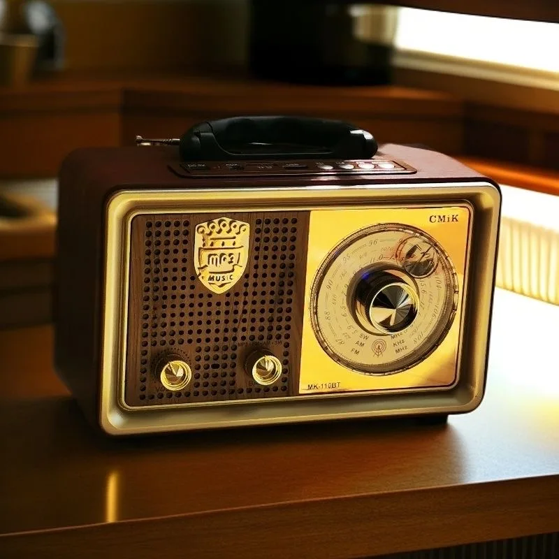 Ностальгическое настольное радио FM, средневолновая коротковолновая Bluetooth-колонка, подключаемая карта звука