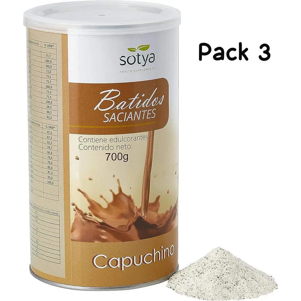 Pack 3 BATIDO SACIANTE CAPUCHINO 600 Gramos sotya