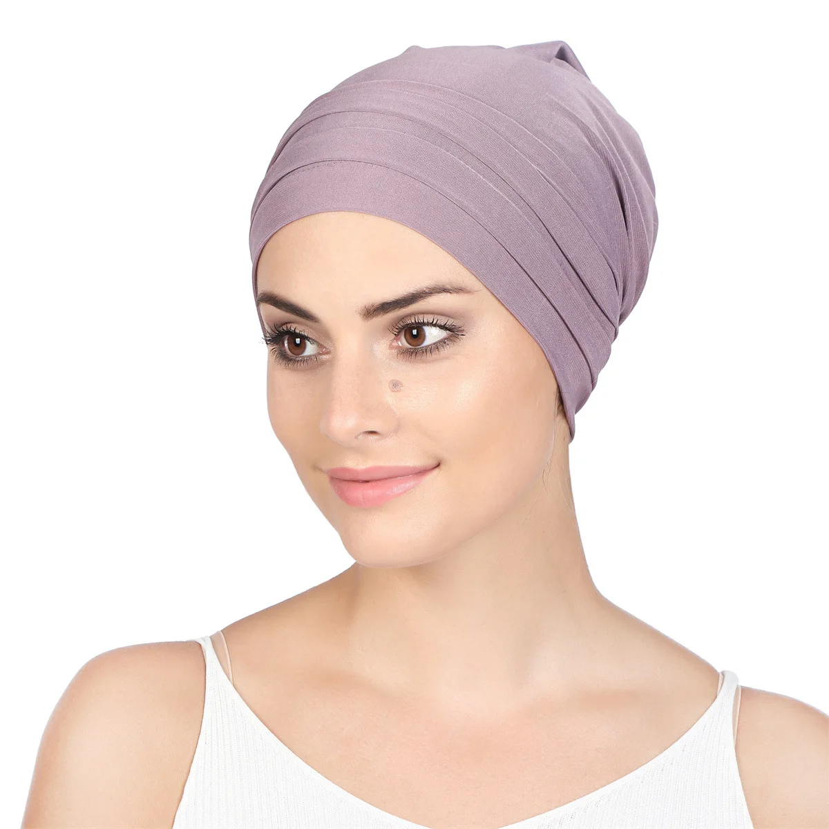 Ramadan Muslim Hijab Caps Fahion Women\'s Pullover Hat Chemo Hats Hair Care Fashion Pleated Turban Bonnet