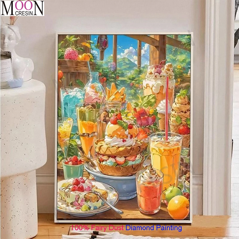 

100% Fairy Dust Square Diy Diamond Painting Cross Stitch Dining Table Delicacies Kit Embroidery Mosaic Crystal Decor Rhinestones