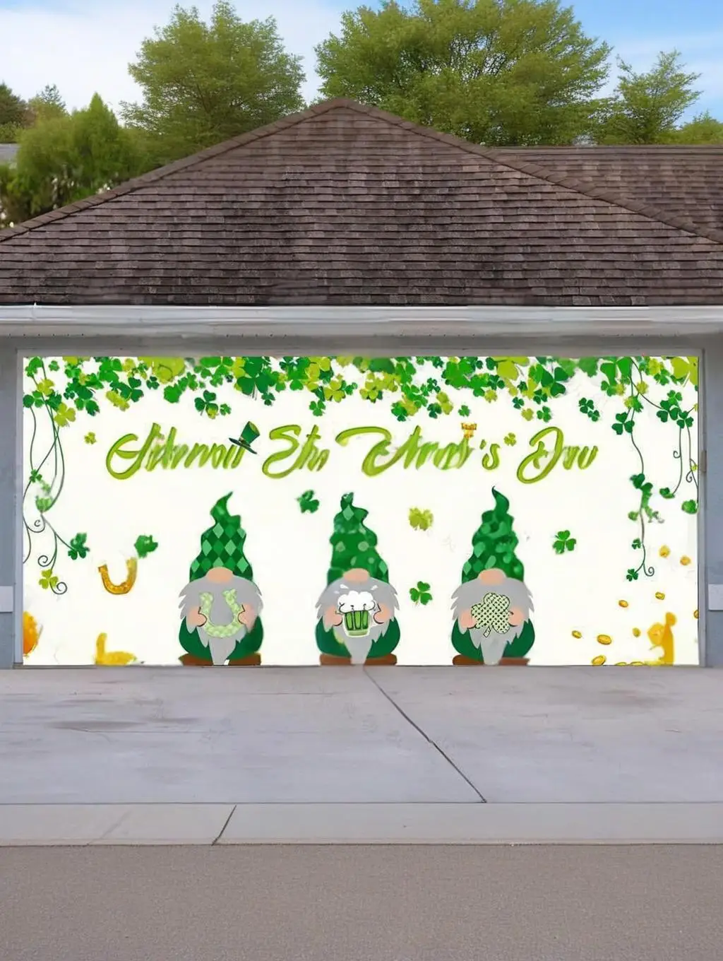 Garage Background Cloth for Door, St. Patrick's Day, Garage Door Banner, Garden Party Decoration, Scene Layout, New