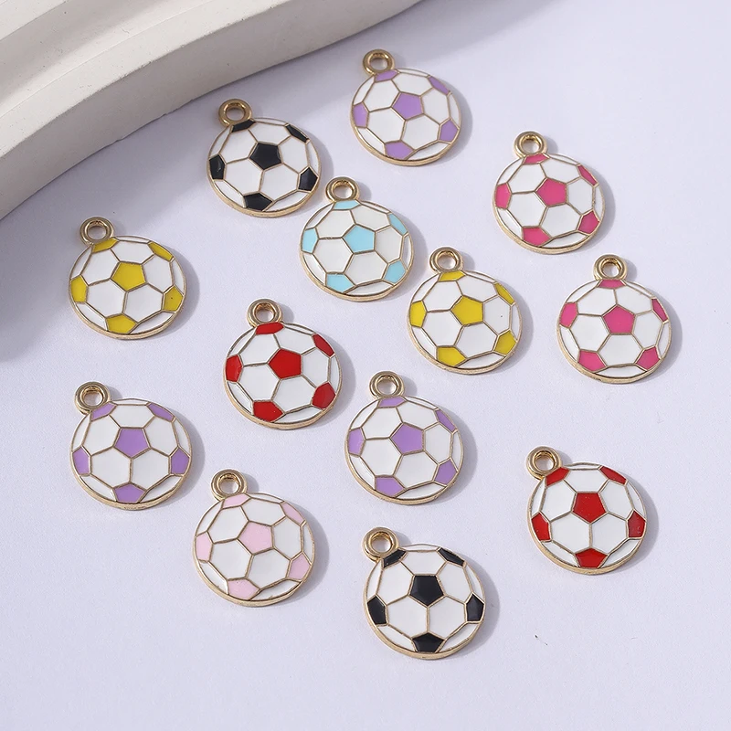 

10pcs 13x16mm Cute Enamel Sports Football Charms Pendants for Jewelry Making Earrings Necklaces Bracelets DIY Craft Accessories