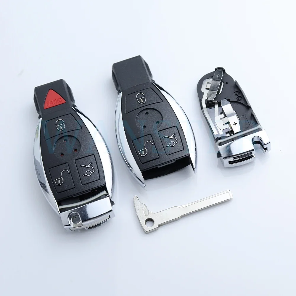 3/4 Bottons Replace Car Key Housing Remote Fob Case Shell for Mercedes Benz CL SLk CLK C E S Class BGA NEC Dual/Two/2 Battery