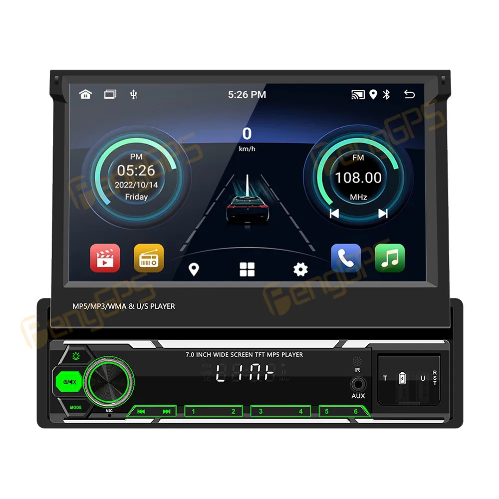 7.0 Inch Retractable Screen 9607  for Volkswagen GM All Models Wide Screen TFT MP5 Player Manual Smart GPS Carplay Car Radio