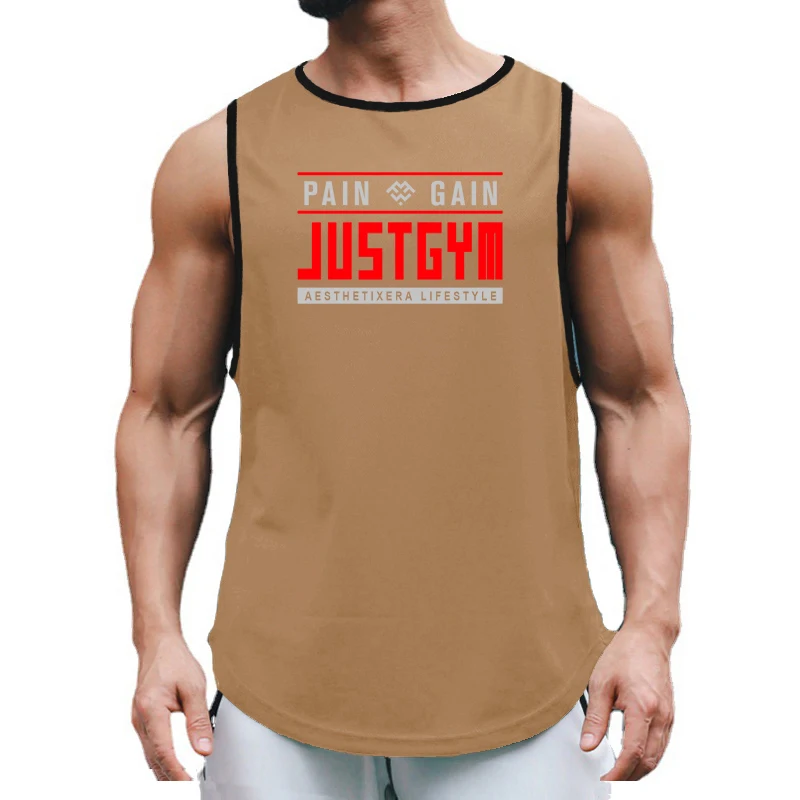 Mens Lightweight Polyester Running Vest Breathable Quick Dry Crew Neck Sleeveless Tank Top Athletic Singlet For Cycling Jogging