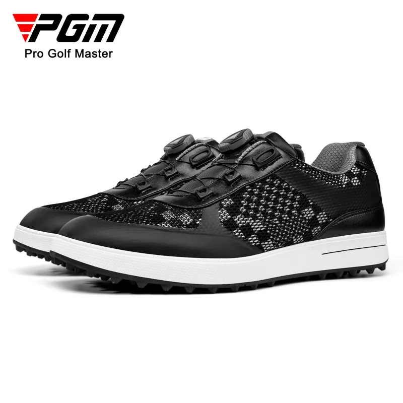 

PGM Men Golf Shoes Knob Shoelaces Anti-side Slip Waterproof Men's Sports Shoes Black Sneakers XZ224