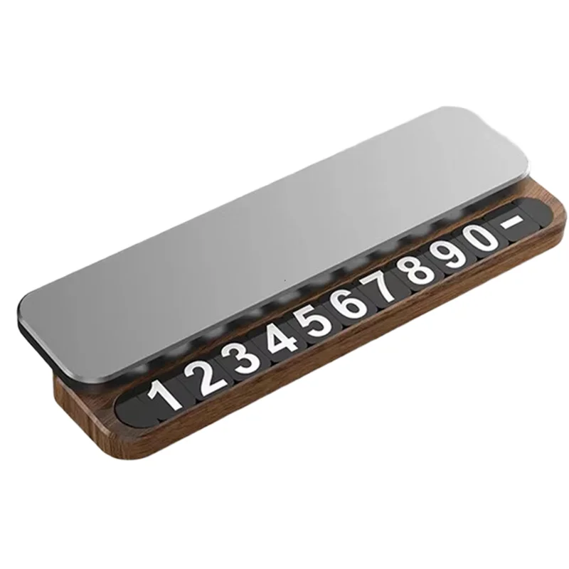 

Car-Styling Auto Accessories Metal Walnut Universal Phone Number Card Car Temporary Parking Plate Walnut And Alloy-A67F