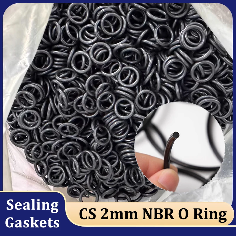 10/50/100Pcs CS 2mm Black NBR O Ring Gaskets OD 5mm ~ 150mm Nitrile Butadiene Rubber Spacer Oil Resistance Sealing Washer